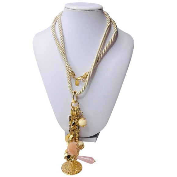 BELLEZZA Bronze Coin Charm Cluster Pendant Long Rope Necklace - Picture 2 of 7